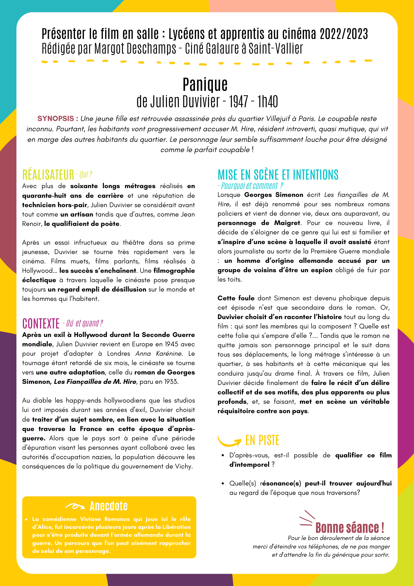 Présenter le film en salle